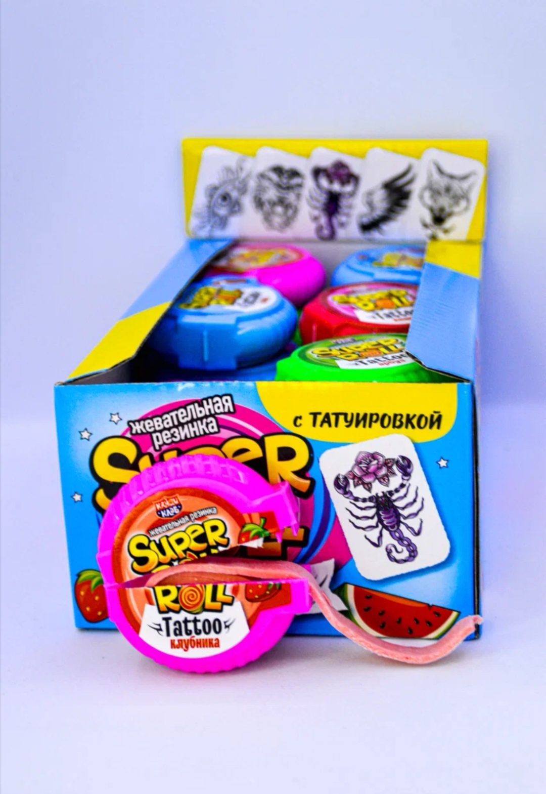 Жевательная резинка super Roll Tattoo 12гр