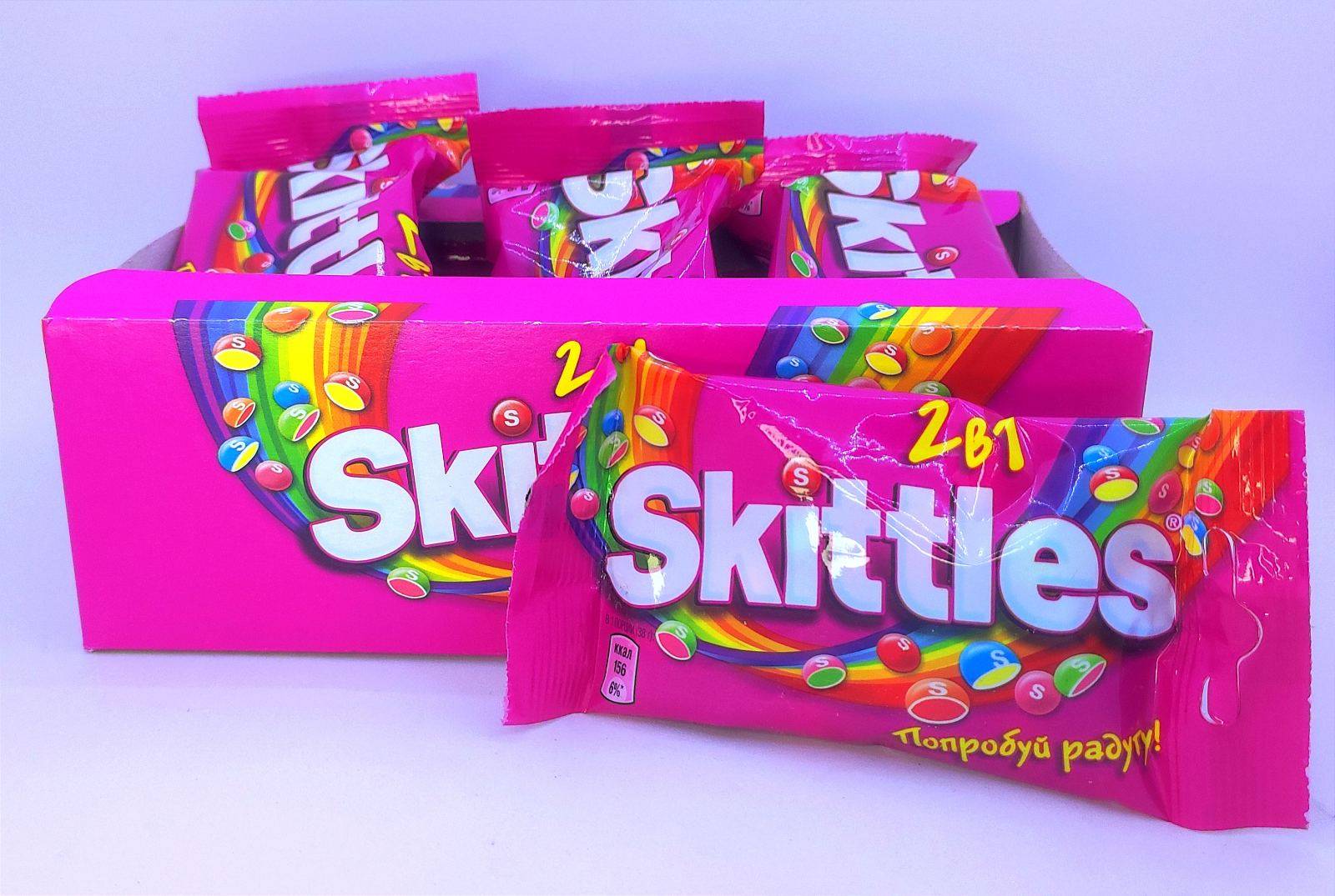 "Skittles 2в1" драже 38 г. 12 шт. уп.