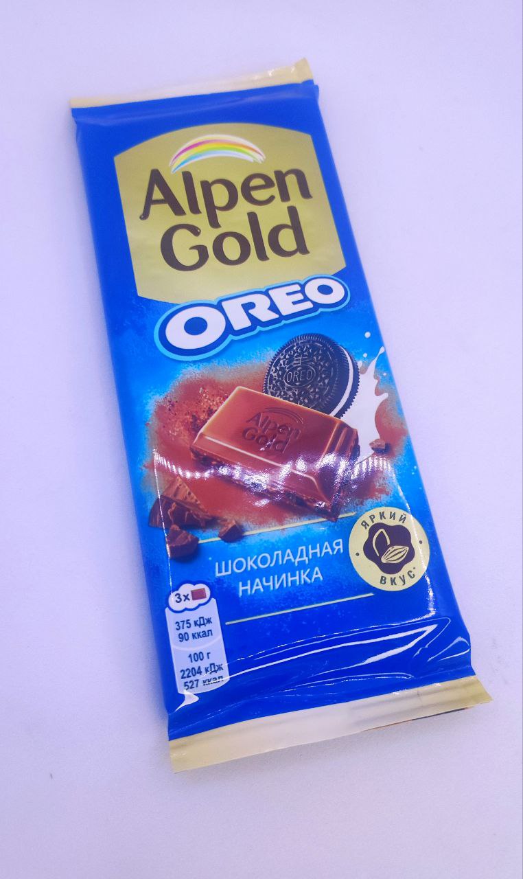 Плиточный шоколад "Alpen Gold" Oreo 80 гр. 19 шт. уп.