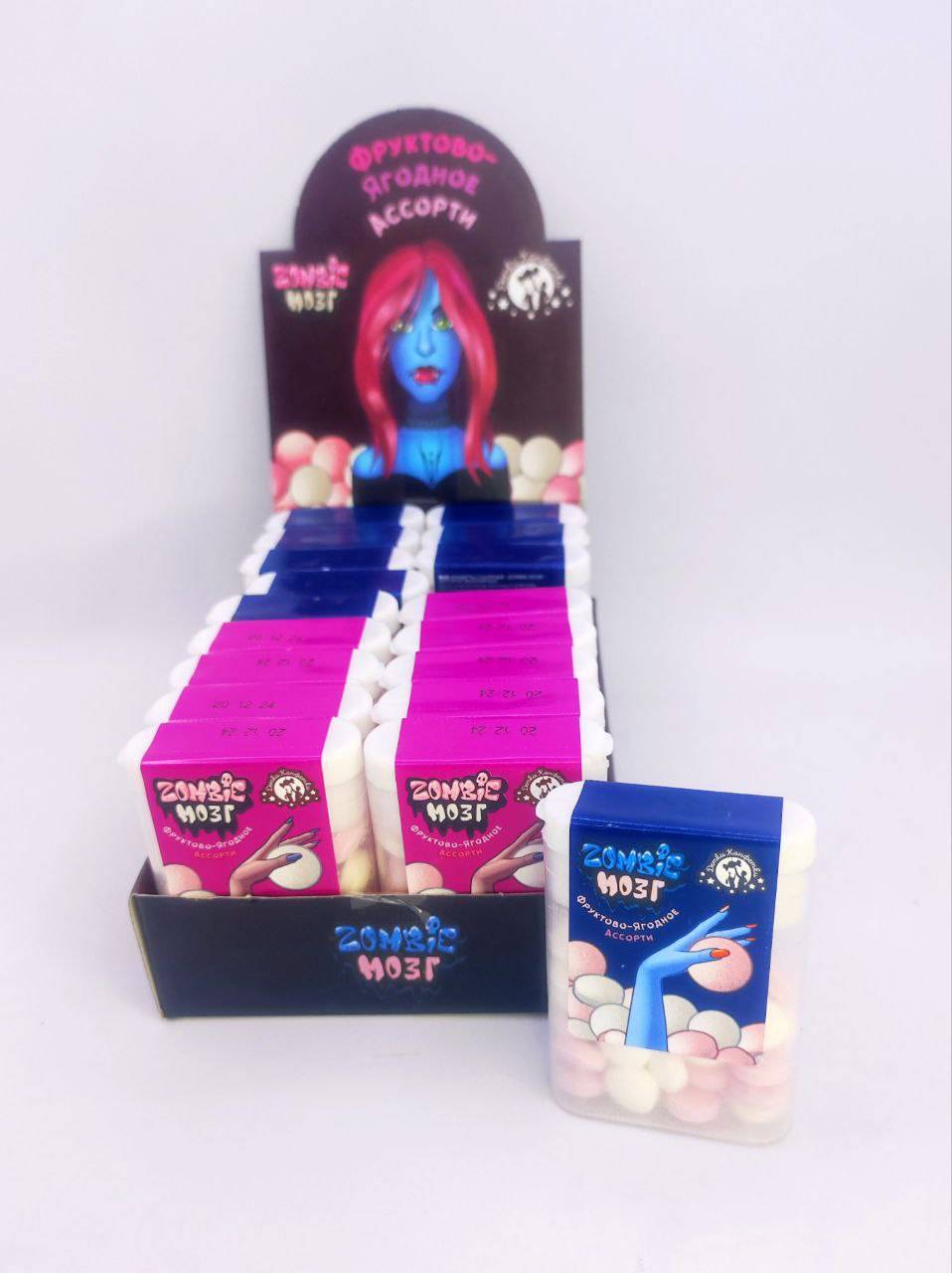Конфета "ZOMBIE МОЗГ" ассорти (ВАМПИРШИ) 14 гр. 18 шт. уп.