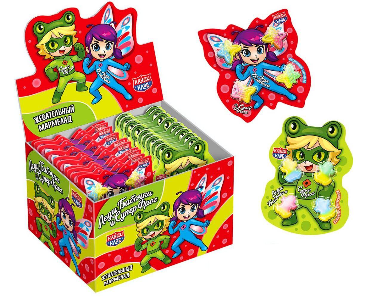 Жевательный мармелад "Леди Бабочка и Супер Фрог" ассорти 9 гр. 30 шт. уп